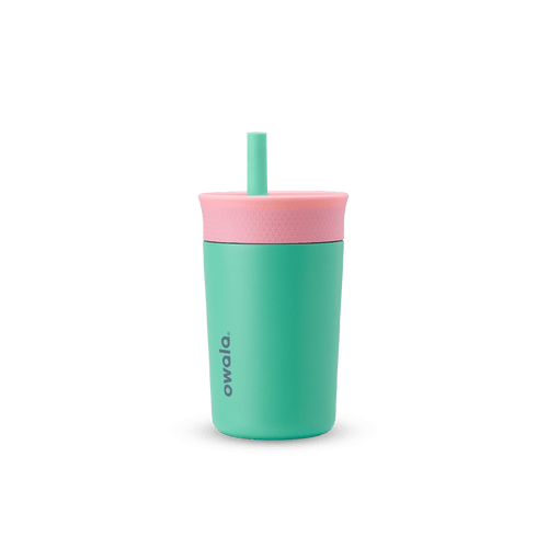 Owala turquoise and pink 12oz stainless steel kids' tumbler